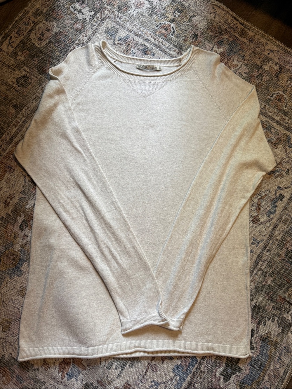 Bershka Light Cream Long-Sleeve Crew Pullover. Sz.M